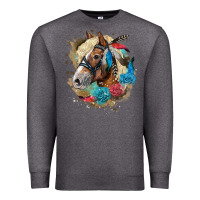 Charcoal Heather haflinger horse floral Premium Sweatshirt - LillyAllenDesigns