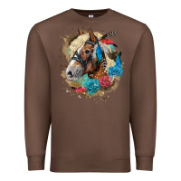 Chestnut haflinger horse floral Premium Sweatshirt - LillyAllenDesigns