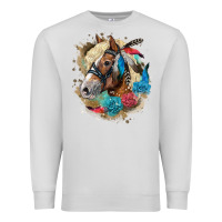 Dove Grey haflinger horse floral Premium Sweatshirt - LillyAllenDesigns