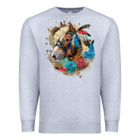 Heather Grey haflinger horse floral Premium Sweatshirt - LillyAllenDesigns