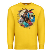 Lemon haflinger horse floral Premium Sweatshirt - LillyAllenDesigns