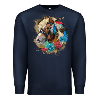 Navy haflinger horse floral Premium Sweatshirt - LillyAllenDesigns