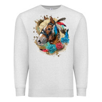 Oatmeal Heather haflinger horse floral Premium Sweatshirt - LillyAllenDesigns