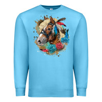 Ocean Blue haflinger horse floral Premium Sweatshirt - LillyAllenDesigns