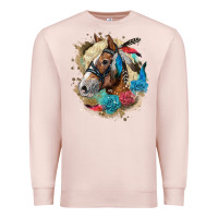Pale Pink haflinger horse floral Premium Sweatshirt - LillyAllenDesigns