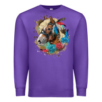 Purple haflinger horse floral Premium Sweatshirt - LillyAllenDesigns