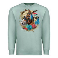 Seafoam haflinger horse floral Premium Sweatshirt - LillyAllenDesigns