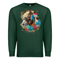 Sports Green haflinger horse floral Premium Sweatshirt - LillyAllenDesigns