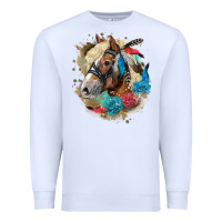 White haflinger horse floral Premium Sweatshirt - LillyAllenDesigns