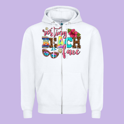 Resting Beach Face Zipper Hoodie Designed By Adodesignshop