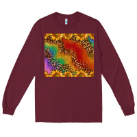Burgundy pride sunflower  rainbow leopard Long Sleeve Tee - AdoDesignShop