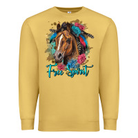 Antique Gold free spirit quarter horse floral Premium Sweatshirt - LillyAllenDesigns