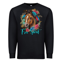 Black free spirit quarter horse floral Premium Sweatshirt - LillyAllenDesigns