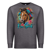Charcoal Heather free spirit quarter horse floral Premium Sweatshirt - LillyAllenDesigns