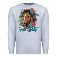 Heather Grey free spirit quarter horse floral Premium Sweatshirt - LillyAllenDesigns