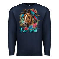 Navy free spirit quarter horse floral Premium Sweatshirt - LillyAllenDesigns
