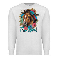 Oatmeal Heather free spirit quarter horse floral Premium Sweatshirt - LillyAllenDesigns