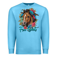 Ocean Blue free spirit quarter horse floral Premium Sweatshirt - LillyAllenDesigns