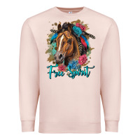 Pale Pink free spirit quarter horse floral Premium Sweatshirt - LillyAllenDesigns