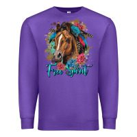 Purple free spirit quarter horse floral Premium Sweatshirt - LillyAllenDesigns