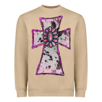 Mushroom Cowhide Pink Gemstone Cross Heavyweight Sweatshirt - RanaPortraitStore