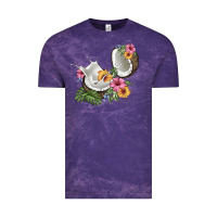 Cloud Purple coconut with tropical leavers and flowers Vintage Tee - BarkalooDesign