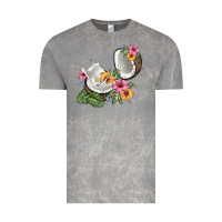 Cloud Rock coconut with tropical leavers and flowers Vintage Tee - BarkalooDesign