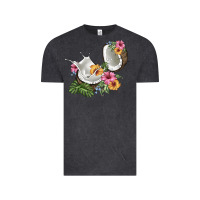 Coconut With Tropical Leavers And Flowers Vintage Tee | Teevron