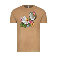 Vintage Camel coconut with tropical leavers and flowers Vintage Tee - BarkalooDesign