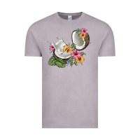 Vintage Zinc coconut with tropical leavers and flowers Vintage Tee - BarkalooDesign