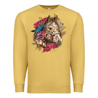 Antique Gold Floral Appaloosa Horse With Feathers Premium Sweatshirt - LillyAllenDesigns
