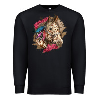 Black Floral Appaloosa Horse With Feathers Premium Sweatshirt - LillyAllenDesigns