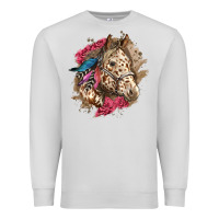 Dove Grey Floral Appaloosa Horse With Feathers Premium Sweatshirt - LillyAllenDesigns