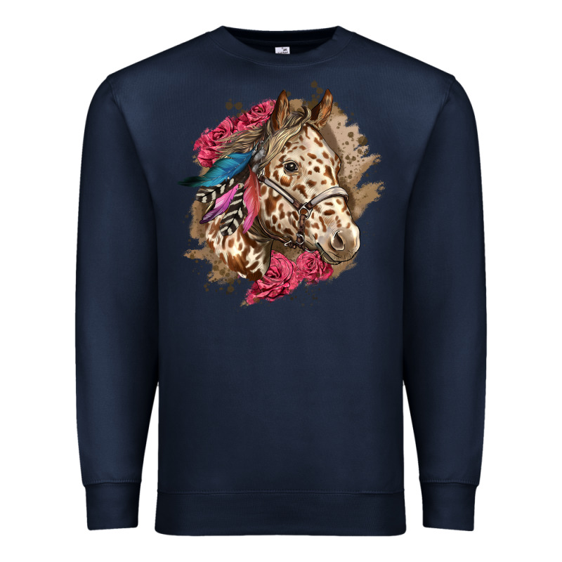 Floral Appaloosa Horse With Feathers Premium Sweatshirt by LillyAllenDesigns | Teevron