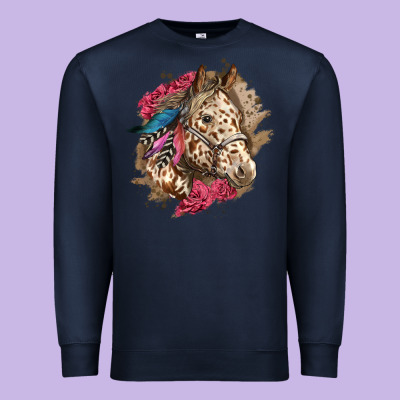 Floral Appaloosa Horse With Feathers Premium Sweatshirt Designed By Lillyallendesigns