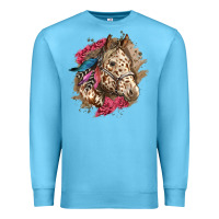 Ocean Blue Floral Appaloosa Horse With Feathers Premium Sweatshirt - LillyAllenDesigns