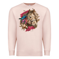 Pale Pink Floral Appaloosa Horse With Feathers Premium Sweatshirt - LillyAllenDesigns