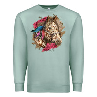 Seafoam Floral Appaloosa Horse With Feathers Premium Sweatshirt - LillyAllenDesigns