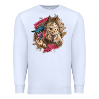 White Floral Appaloosa Horse With Feathers Premium Sweatshirt - LillyAllenDesigns