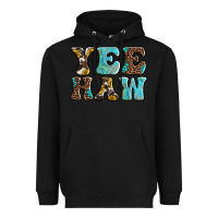 Black western sunflowers turquoise leopard yee haw Heavyweight Hoodie - BarkalooDesign