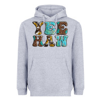 Heather Grey western sunflowers turquoise leopard yee haw Heavyweight Hoodie - BarkalooDesign