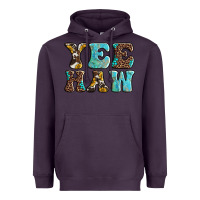 Plum western sunflowers turquoise leopard yee haw Heavyweight Hoodie - BarkalooDesign