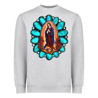 Heather Grey Gemstone Lady Of Guadalupe Heavyweight Sweatshirt - RanaPortraitStore