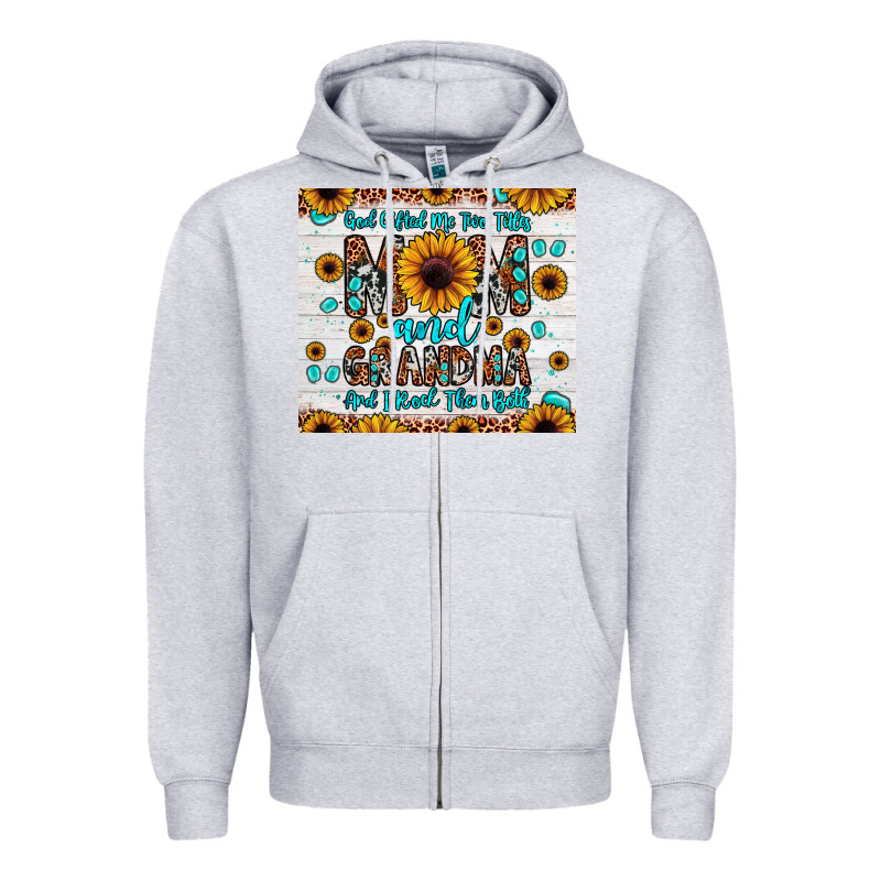 God Gifted Me Two Titles Mom And Grandma And I Rock Them Both Zipper Hoodie by JahusDesignShop | Teevron