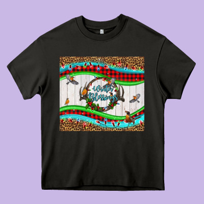 Winter Blessings Leopard Heavy Core Tee Designed By Lillyallendesigns