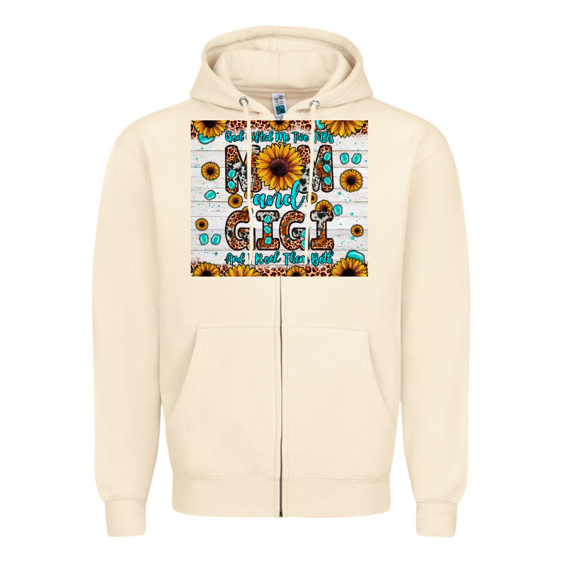 God Gifted Me Two Titles Mom And Gigi And I Rock Them Both Zipper Hoodie by JahusDesignShop | Teevron