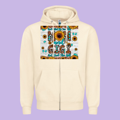 God Gifted Me Two Titles Mom And Gigi And I Rock Them Both Zipper Hoodie Designed By Jahusdesignshop