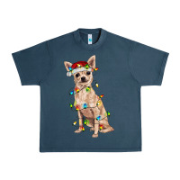 Midnight Navy Chihuahua with christmas lights Urban Heavy Tee - RanaPortraitStore