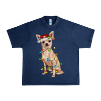 Navy Chihuahua with christmas lights Urban Heavy Tee - RanaPortraitStore