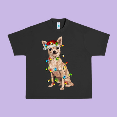 Chihuahua With Christmas Lights Urban Heavy Tee Designed By Ranaportraitstore